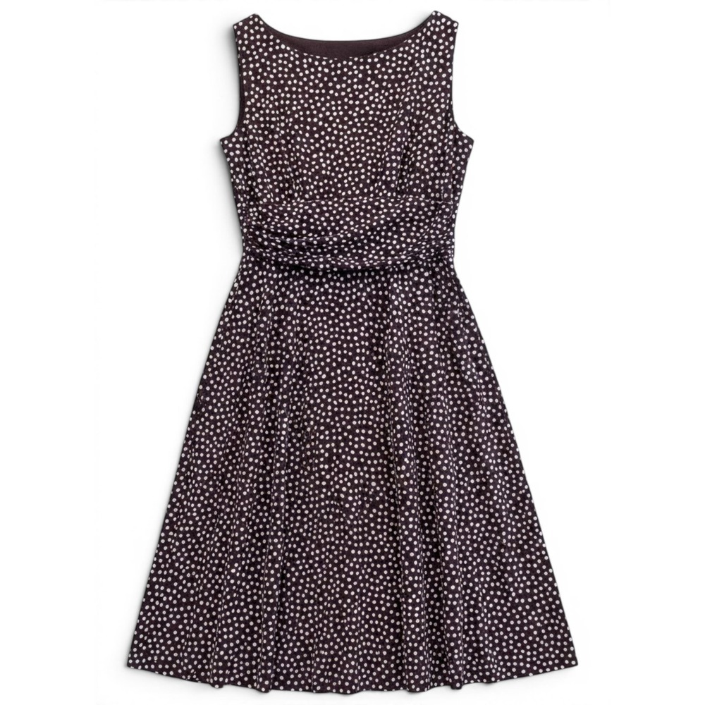 Polka Dot Midi Dress Womens 14 Modest Preppy Academia Retro Rockabilly‎ Brown